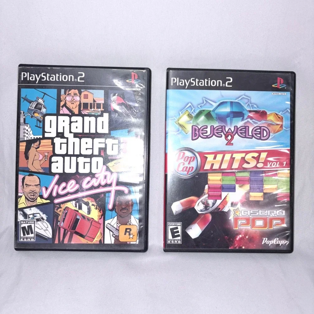 PS2 Games GTA Vice City Bejeweled 2 Astro Pop Bundle Black OS